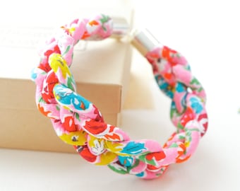 Candy Pink Floral Cord Bangle