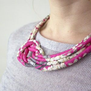 Pink Floral Statement Knot Necklace