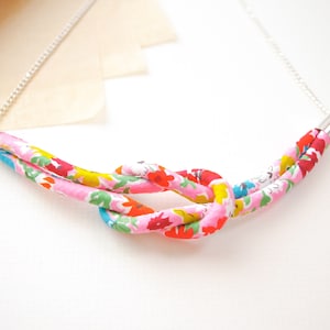 Pink Floral Knot Necklace - California Bloom