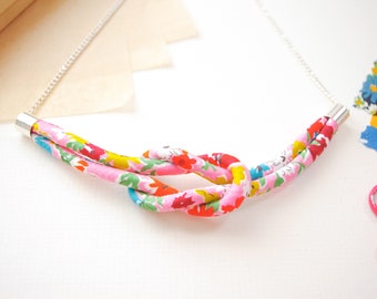 Pink Floral Knot Necklace