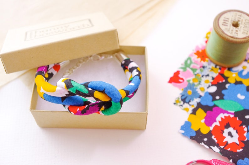 Bright Floral Fabric Knot Bracelet image 8