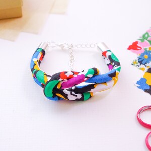 Bright Floral Fabric Knot Bracelet image 4