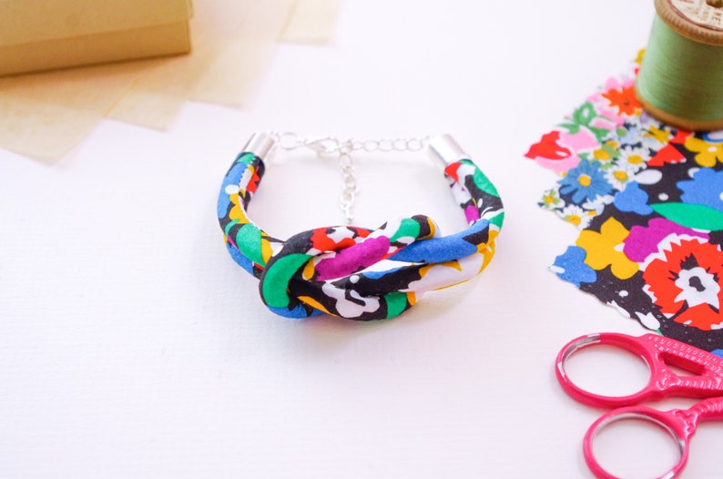 Bright Floral Fabric Knot Bracelet image 4