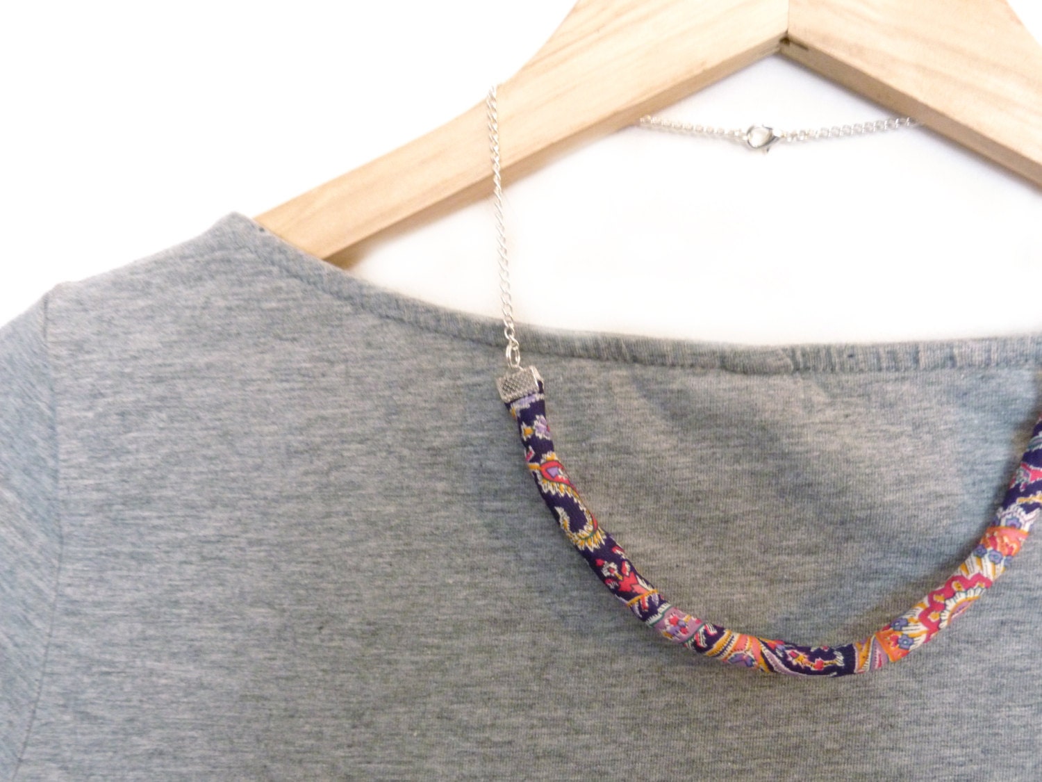 Bar Necklace Liberty Print Cord Statement Fabric Jewelry Etsy