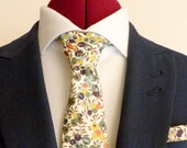 Grün und blau Floral Krawatte und Pocket Square