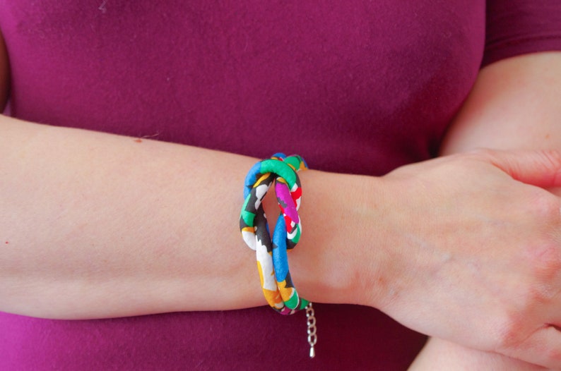 Bright Floral Fabric Knot Bracelet image 3