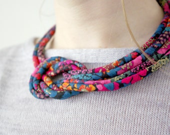 Colourful Floral Statement Knot Necklace