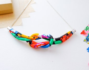 Bright Fabric Knot Pendant