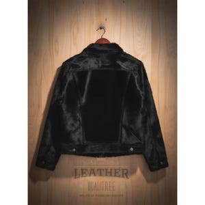 Men's Jet Black Hair-On Cowhide Jacket - Limited Edition Fashion image 4