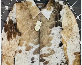 Handmade Cowhide Brown Leather Western Jacket - Men Hair-on Hide