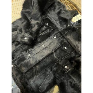 Men's Jet Black Hair-On Cowhide Jacket - Limited Edition Fashion image 7