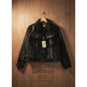 Men's Jet Black Hair-On Cowhide Jacket - Limited Edition Fashion image 2