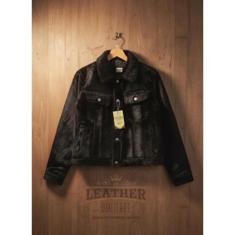 Men's Jet Black Hair-On Cowhide Jacket - Limited Edition Fashion image 2