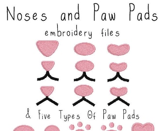 Noses and paw pads EMBROIDERY MACHINE FILES pattern design hus jef pes dst all formats Instant Download digital anime doll plush applique