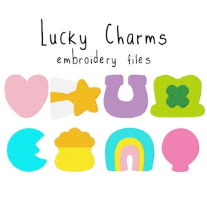 Lucky Charms EMBROIDERY MACHINE FILES pattern design hus jef pes dst all formats marshmallows cereal Instant Download digital applique cute