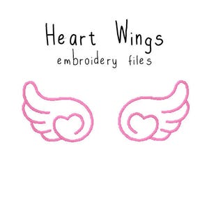 Heart Wings EMBROIDERY MACHINE FILES pattern design hus jef pes dst all formats angel wings kawaii Instant Download digital applique cute