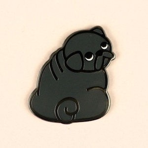 Mops rumpa emaljnål 3 cm - hundvalp mops bulldogg kavajnål brosch badge stil kragenål hattnål natur djur