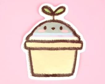 Vinyl Sticker - Potted Pigeon Plant - pigeon dove stickers planner vinyl dove bird animal scrapbooking cute kawaii