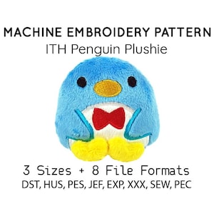 ITH In the hoop embroidery machine pattern penguin plushie stuffie pes dst huf jef all formats Instant Download design pattern cute