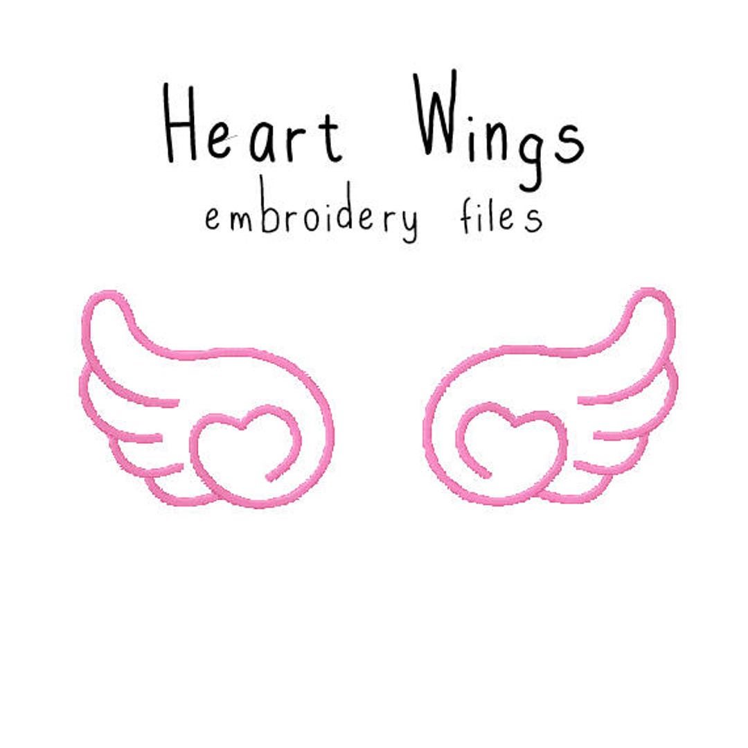 Heart Wings EMBROIDERY MACHINE FILES Pattern Design Hus Jef Pes Dst All