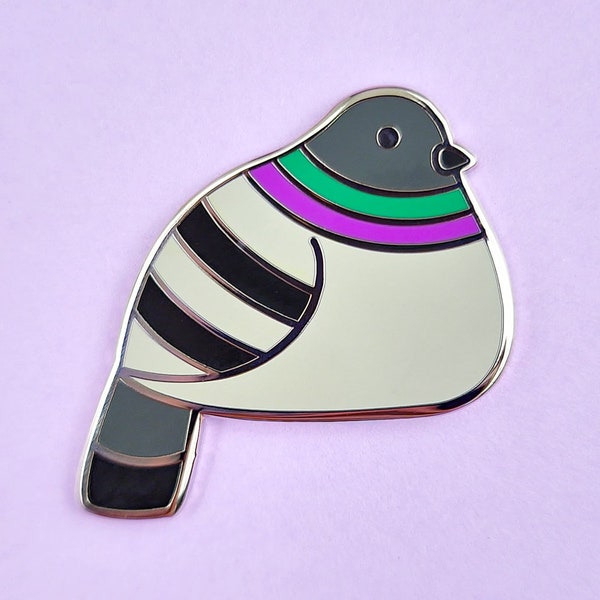 Pigeon pin hard enamel silver 3cm - dove bird lapel pin brooch badge flair collar pin hat pin nature animal city rock dove