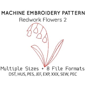 Redwork Flowers EMBROIDERY MACHINE FILES pattern design hus jef pes dst all formats red work simple Instant Download digital applique cute