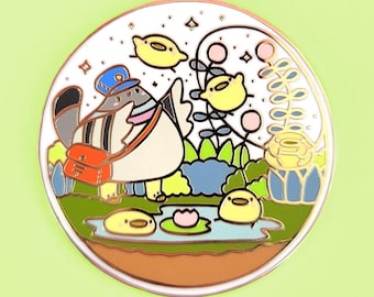 Ducky Terrarium Poe pin hard enamel pin bird dove mail delivery lapel pin brooch badge flair pin hat animal birds kawaii cute