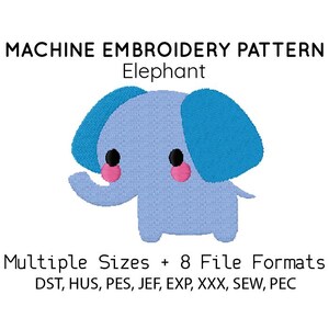 Elephant EMBROIDERY MACHINE FILES pattern design hus jef pes dst all formats zoo safari jungle animal Instant Download digital applique cute