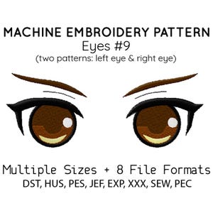 Plushie eyes EMBROIDERY MACHINE FILES pattern design hus jef pes dst all formats Instant Download digital anime doll plush applique