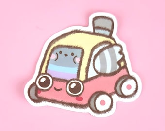 Vinyl Sticker - Beep Beep Car Poe - pigeon dove stickers planner vinyl dove bird animal scrapbooking cute kawaii