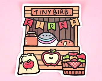 Vinyl Sticker - Apple Cider Stand Poe - pigeon dove stickers planner vinyl dove bird animal scrapbooking cute kawaii