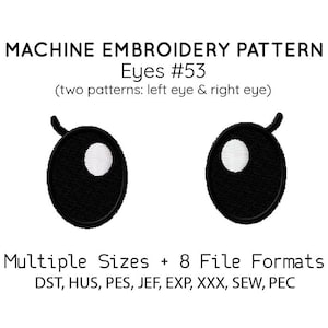 Plushie eyes EMBROIDERY MACHINE FILES pattern design hus jef pes dst all formats Instant Download digital anime doll plush applique