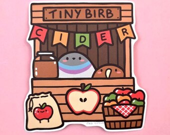 Vinyl Sticker - Apple Cider Stand Poe - pigeon dove stickers planner vinyl dove bird animal scrapbooking cute kawaii