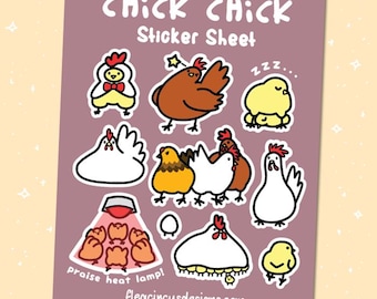 kippen stickervel stickers planner vinyl kus gesneden mat vogel kuikens ei land kawaii boerderij eieren scrapbooking schattig
