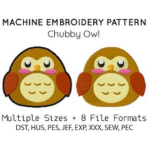 Owl EMBROIDERY MACHINE FILES pattern design hus jef pes dst all formats bird forest woodland animal Instant Download digital applique cute