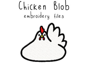 Chicken blob EMBROIDERY MACHINE FILES pattern design hus jef pes dst all formats bird spring valentine Instant Download digital cute