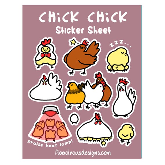 Chickens Sticker Sheet Stickers Planner Vinyl Kiss Cut Matte Etsy