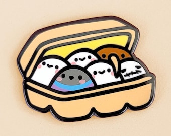 Egg Carton Poe and Karl pin hard enamel pin bird dove mail delivery lapel pin brooch badge flair pin hat animal birds kawaii cute