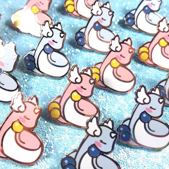 shiny pokemon kawaii cute flair badge lapel pin hat pin ita bag anime manga fandom Dragonair pin pokemon hard enamel pin 3cm