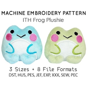 ITH In the hoop embroidery machine pattern frog toad plushie stuffie pes dst huf jef all formats Instant Download design pattern cute