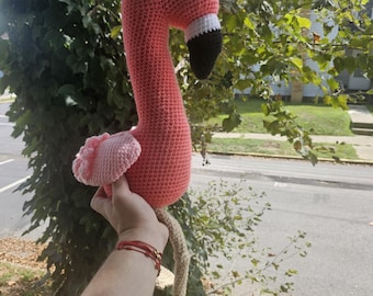 Handmade Crochet Pink Flamingo Plush • Amigurumi Flamingo Toy • Soft Nursery Decor Gift