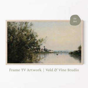 Frame TV Art Vintage River Oil Painting | Digital Download | Landscape Art for Samsung Frame TV (3840x2160)
