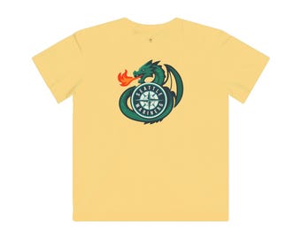 Seattle Mariners Dragon Emblem Kids Tee | Trident City Back Design