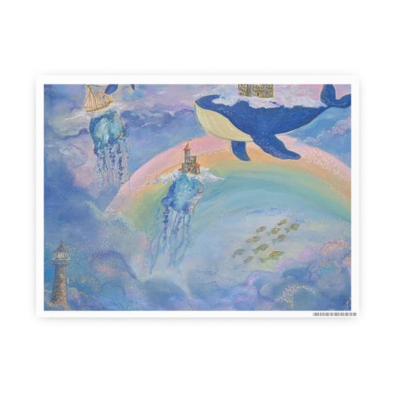 絵画 空 飛ぶ クジラ イラスト Amazon co jp 絵画 空を飛ぶクジラ