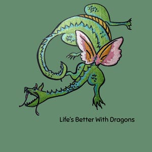 Dragon Card Kids | Cute Dragon Card with Quote | Life’s Better with Dragons | Whimsical Fantasy Art Postcard Gift