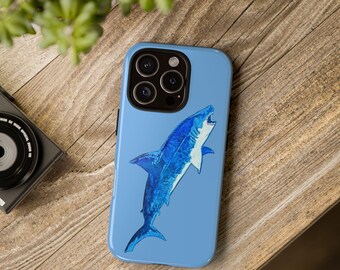 White Shark iPhone Case, Original Ocean Art, Protective Phone Cover
