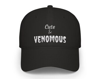 Embroidered Cotton Twill Baseball Cap: "Venomous" Motif, Low Profile Fit