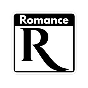 Rated R for Romance Sticker | Bold Minimalist Black & White Bookish Decal | Spicy Book Reader Vinyl | Romance Novel Aesthetic Gift