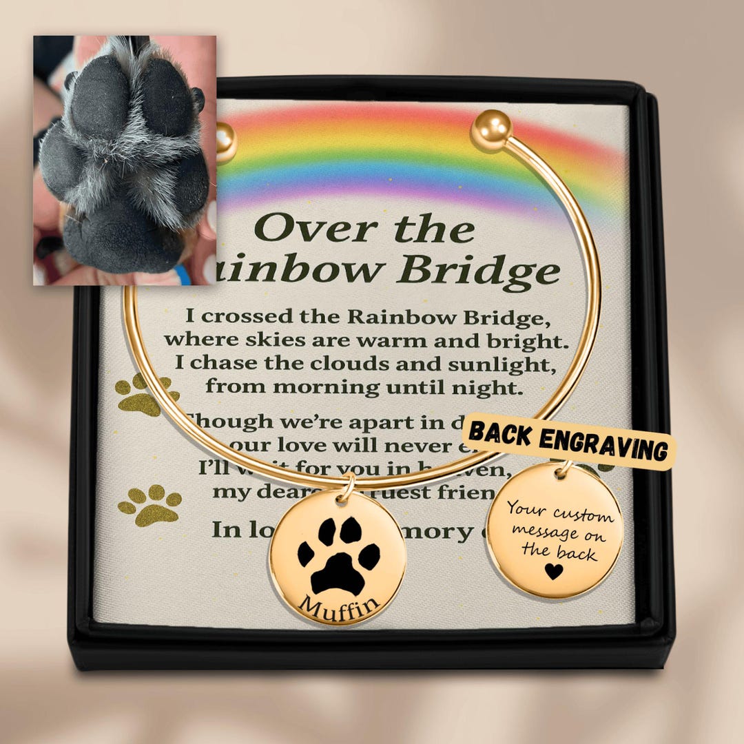 Personalized Pet Paw Print Bangle: Custom Pet Memorial Jewelry - Etsy