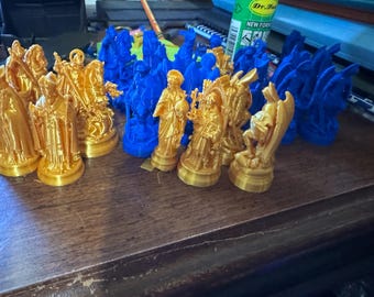 Smaller Set Catholic Saints Chess Pieces — One Side (16 Physical Pieces, Single Color)
